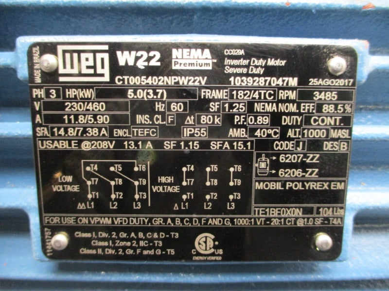 WEG CT005402NPW22V 230/460V 11.8/5.90A NSNP