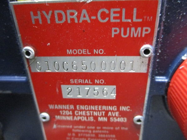 WANNER ENGINEERING HYDRA-CELL G10C6500001 W/ C22C650002 UNMP