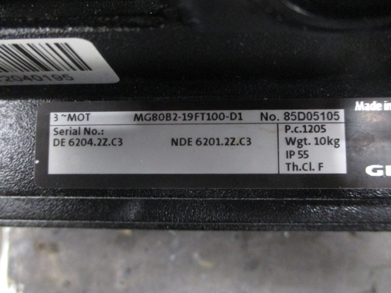 GRUNDFOS MG80B2-19FT100-D1 220-255/380-440V 4.65-4.25/2.65/2.44A NSNP