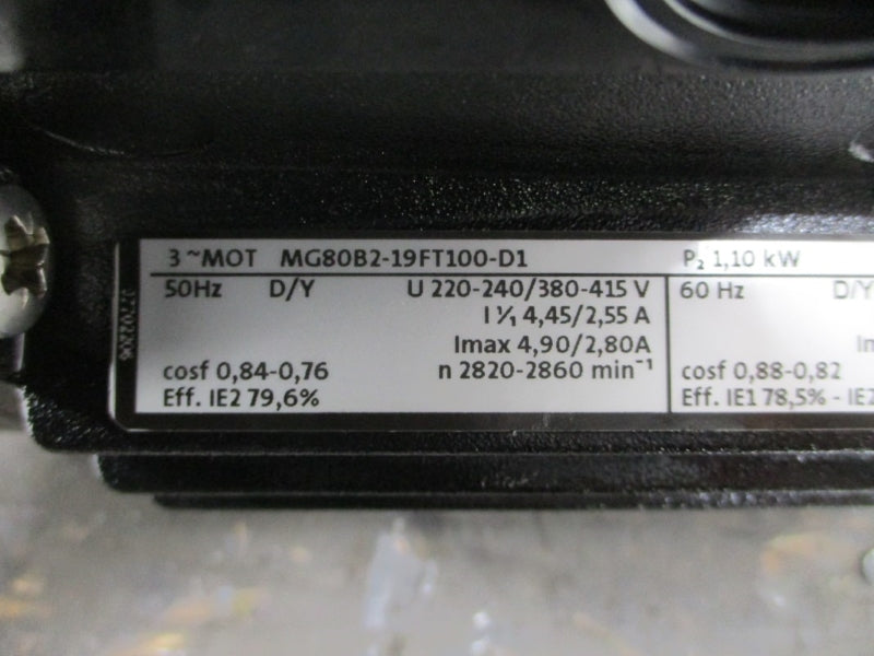 GRUNDFOS MG80B2-19FT100-D1 220-255/380-440V 4.65-4.25/2.65/2.44A NSNP