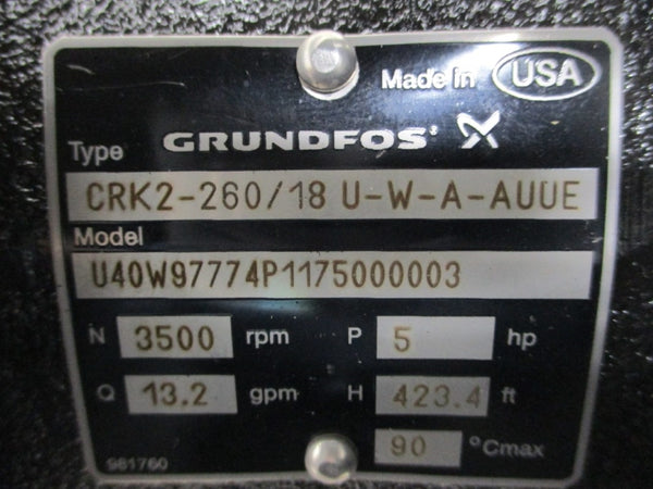 GRUNDFOS CRK2-260/18 U-W-A-AUUE U40W97774P1175000003 NSNP