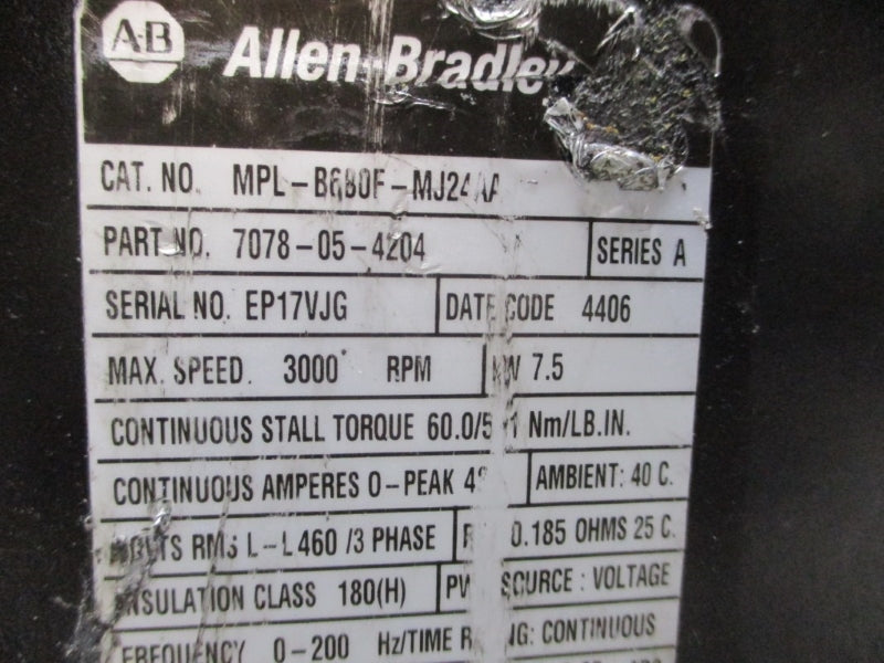 ALLEN BRADLEY MPL-B680F-MJ24AA SER. A 24VDC (AS PICTURED) UNMP