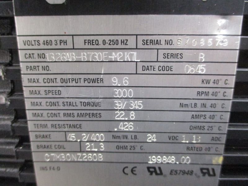 ALLEN BRADLEY 1326AB-B730E-M2K7L SER. B 24VDC 22.8A UNMP