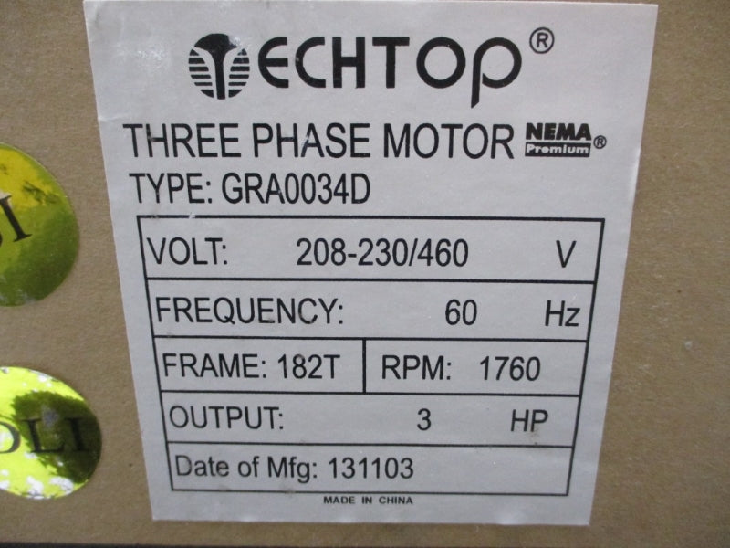 TECHTOP GRA0034D 208-230/460V 7.62/3.81A NSMP