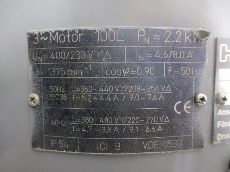 HAWE HKNSK7961B/3 7016438 400/230V 4.6/8.0A NSNP