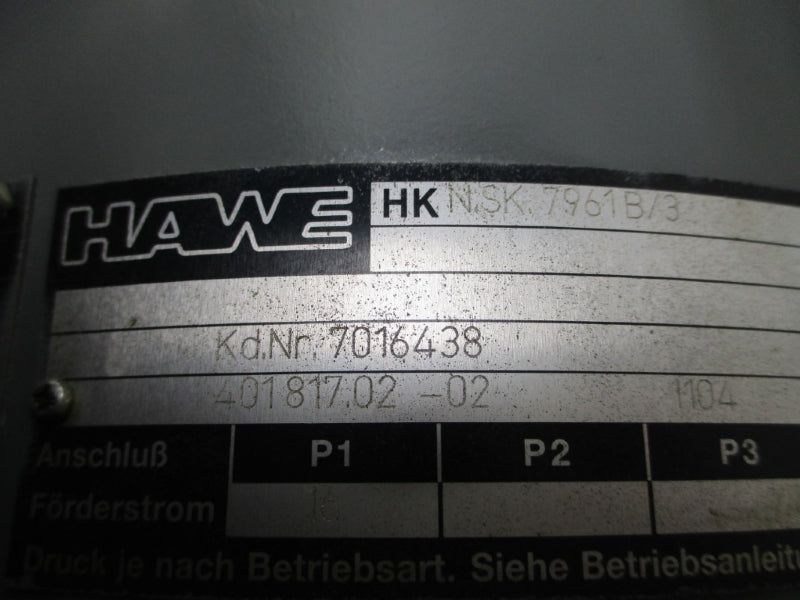 HAWE HKNSK7961B/3 7016438 400/230V 4.6/8.0A NSNP