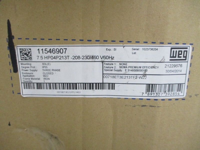 WEG 00718ET3E213TF2-W22 11546907 230/460V 18.0/9.00A NSMP