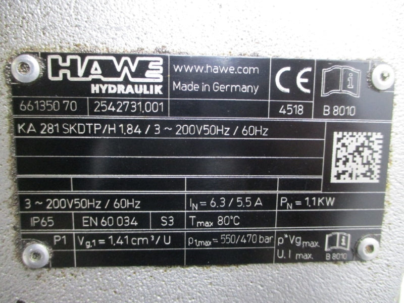 HAWE KA281SKDTP/H1.84/3 200V 6.3A NSNP