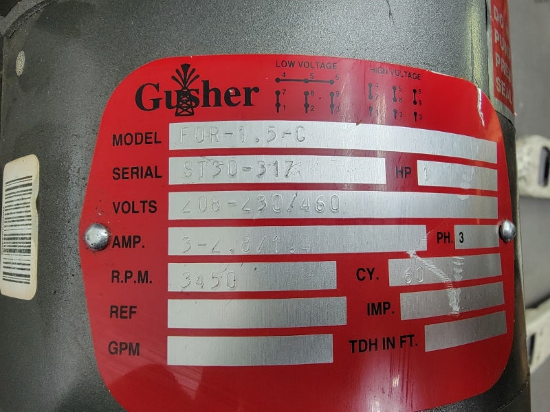 GUSHER F0R-1.5-C 208-230/460V 3-2.8/1.4A UNMP