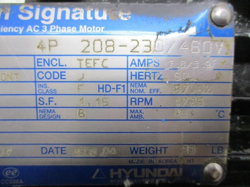 HYUNDAI HL182BL235A 208-230/460V 7.8/3.9A NSNP