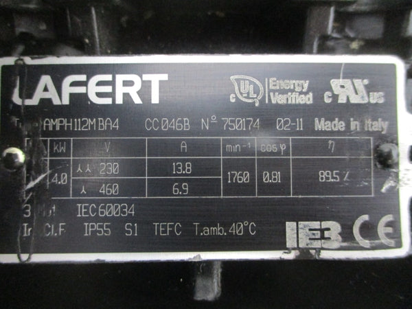 LAFERT AMPH112MBA4 230/460V 13.8/6.9A NSNP