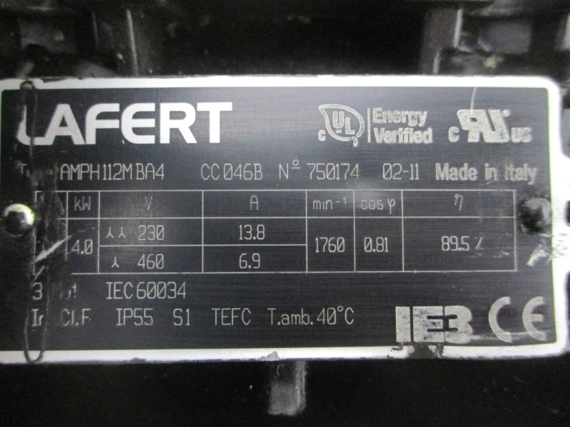 LAFERT AMPH112MBA4 230/460V 13.8/6.9A NSNP