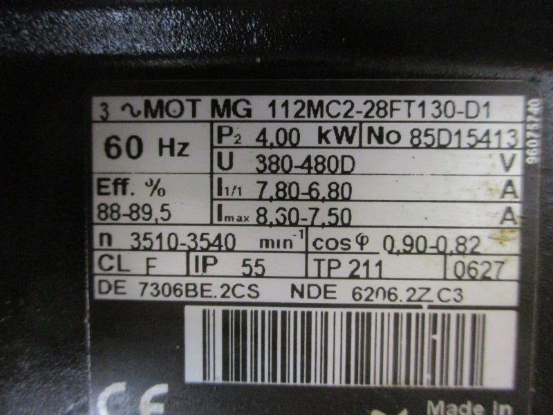 GRUNDFOS MG112MC2-28FT130-D1 380/480V 8.30-7.50/7.80-6.80A (AS PICTURED) NSNP