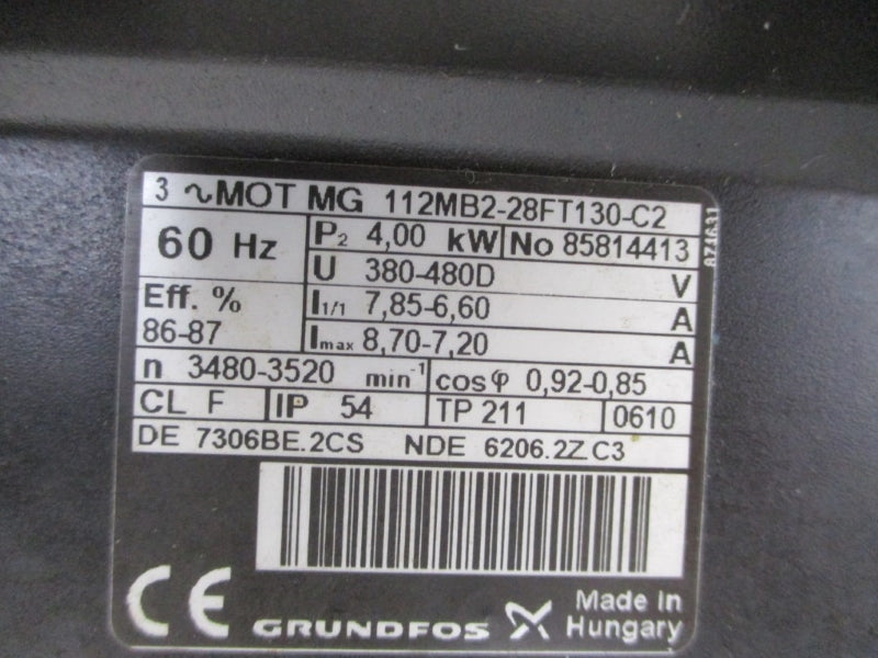 GRUNDFOS MG112MCB2-28FT130-C2 380-415V 8.00/8.95A (AS PICTURED) NSNP
