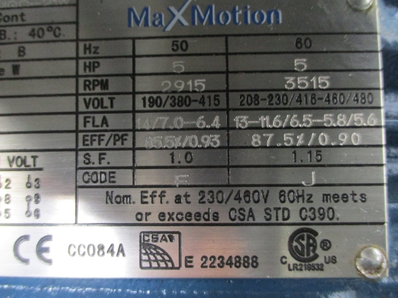 MAX MOTION MQC-21W 208-230/416-460/480V 14/7.0-6.4A NSNP