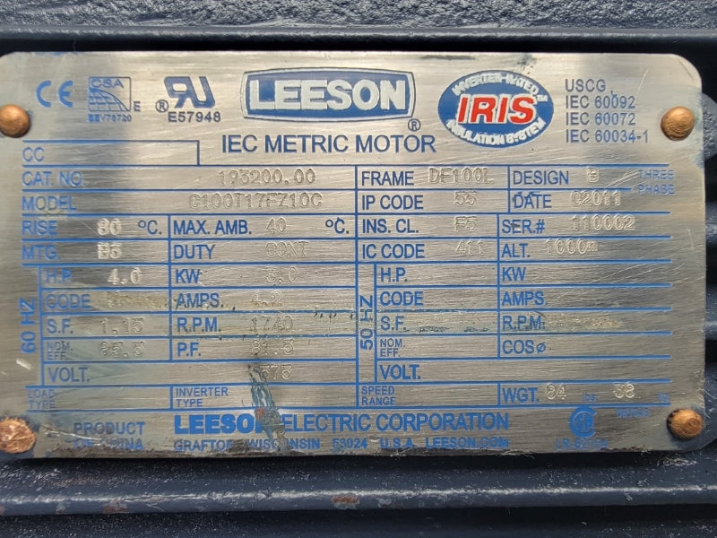 LEESON 193200.00 C100T17FZ10C 575V 4.2A NSNP