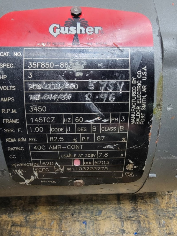 GUSHER PUMPS 11031NS-A W/ 35F850-863 575V 0.96A NSNP