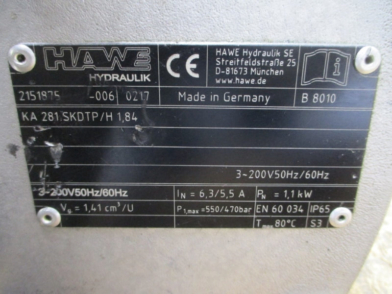 HAWE KA281.SKDTP/H1.84 200V 6.3/5.5A NSNP