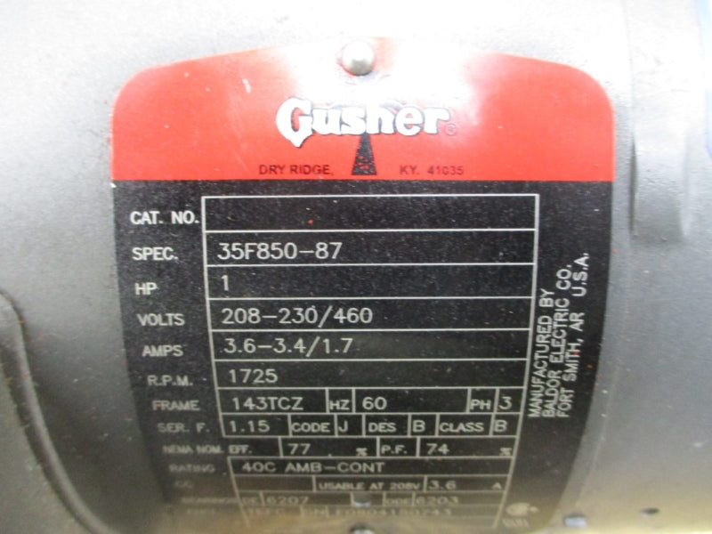 GUSHER PUMPS 11019A-SE-A W/ 35F850-87 208-230/460V 3.6-3.4/1.7A (AS PICTURED) NSNP