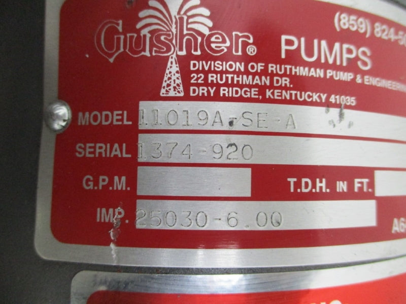 GUSHER PUMPS 11019A-SE-A W/ 35F850-87 208-230/460V 3.6-3.4/1.7A (AS PICTURED) NSNP