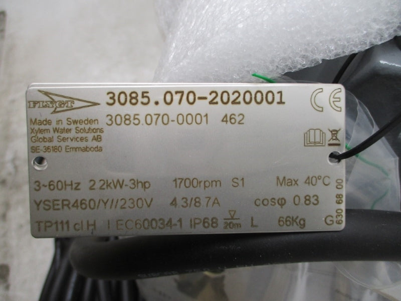 FLYGT 3085.070-2020001 460/230V 4.3/8.7A NSMP