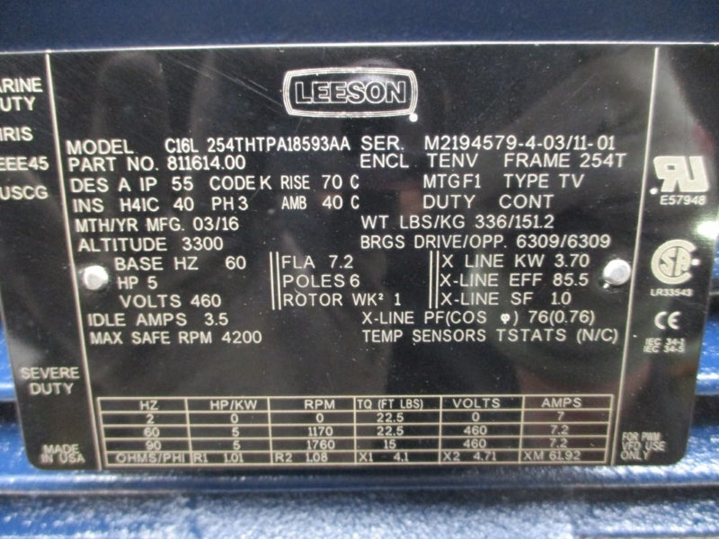 STEARNS 1087032H0ELF W/ C16L 254THTPA18593AA 460V 3.5A NSNP