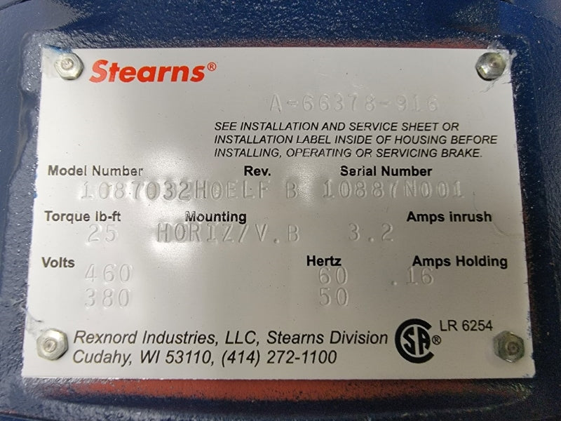 STEARNS 1087032H0ELF W/ C16L 254THTPA18593AA 460V 3.5A NSNP
