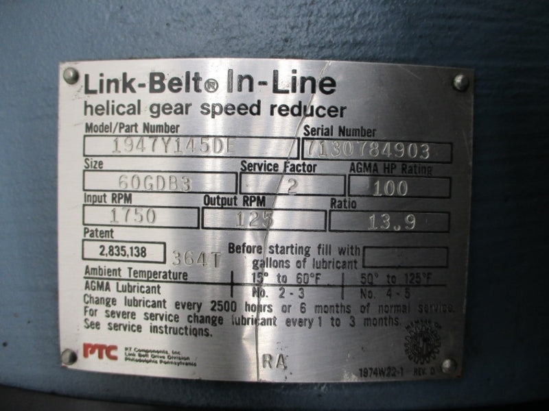 LINK-BELT 1947Y145DE SIZE 60GDB3 NSNP
