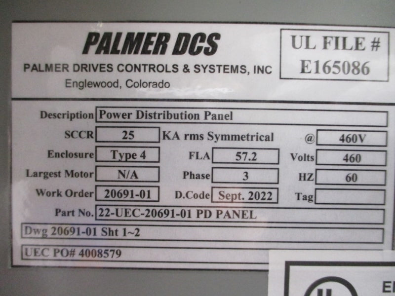 PALMER DCS 22-UEC-20691-01 460V 57.2A NSNP