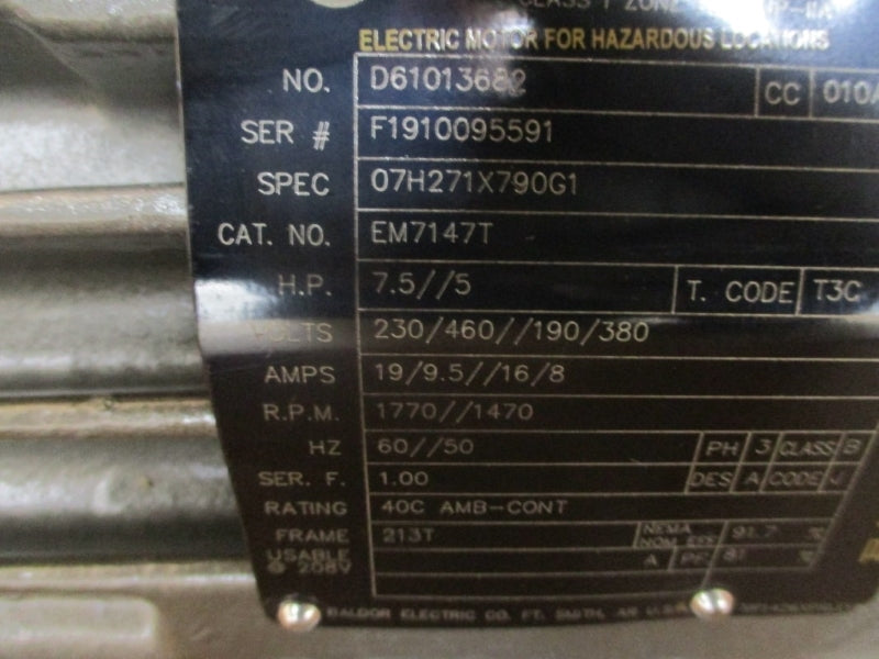 BALDOR RELIANCE EM7147T 230/460//190/380V 19/9.5//16/8A NSNP