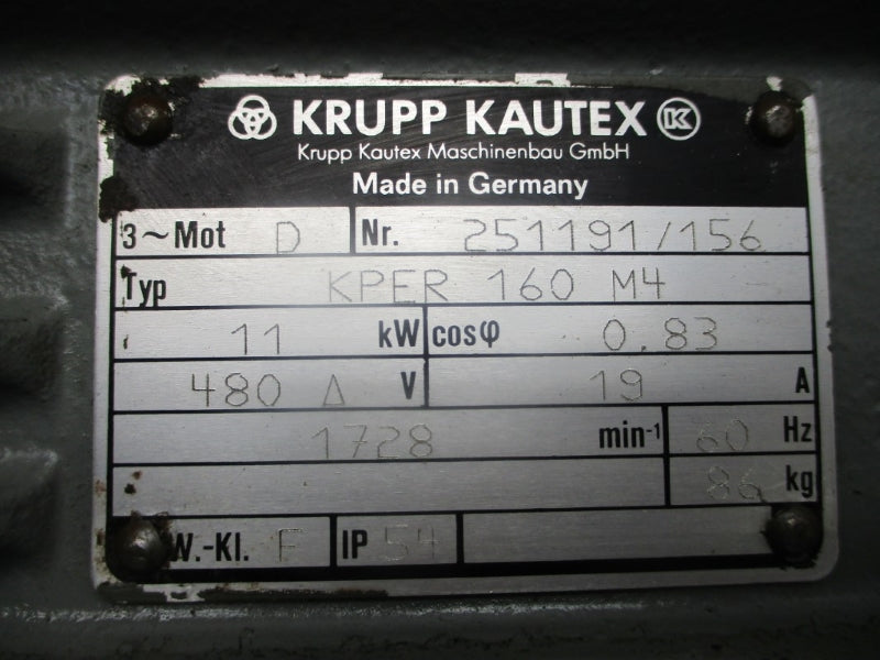 KRUPP KAUTEX 251191/156 KPER160M4 480V 19A NSNP
