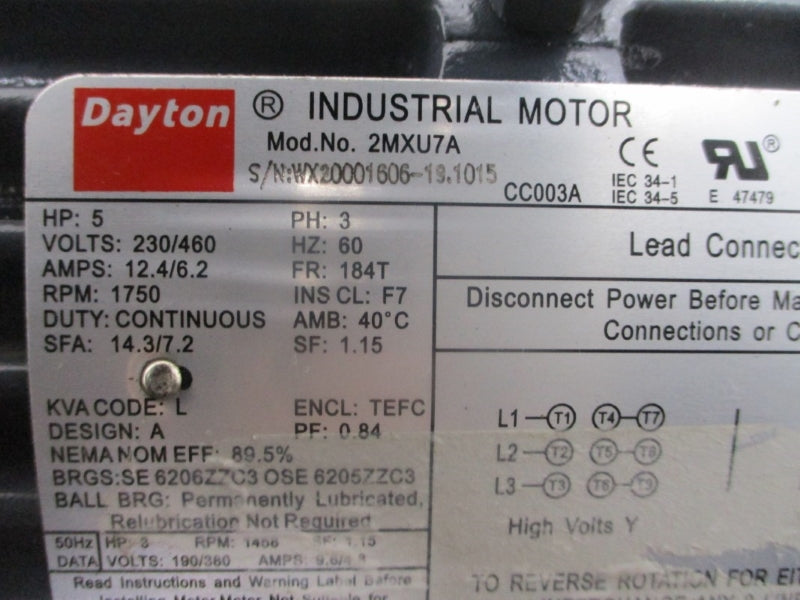 DAYTON 2MXU7A 230/460V 12.4/6.2A NSNP