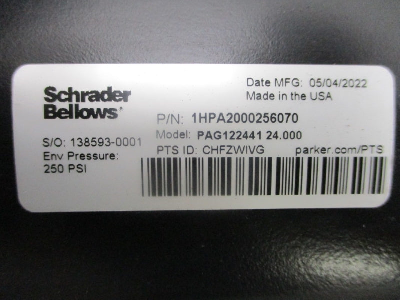 SCHRADER BELLOWS 1HPA2000256070 PAG122441-24.000 250PSI NSNP