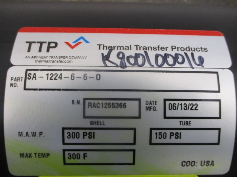 THERMAL TRANSFER PRODUCTS SA-1224-6-6-0 300PSI 300'F NSNP