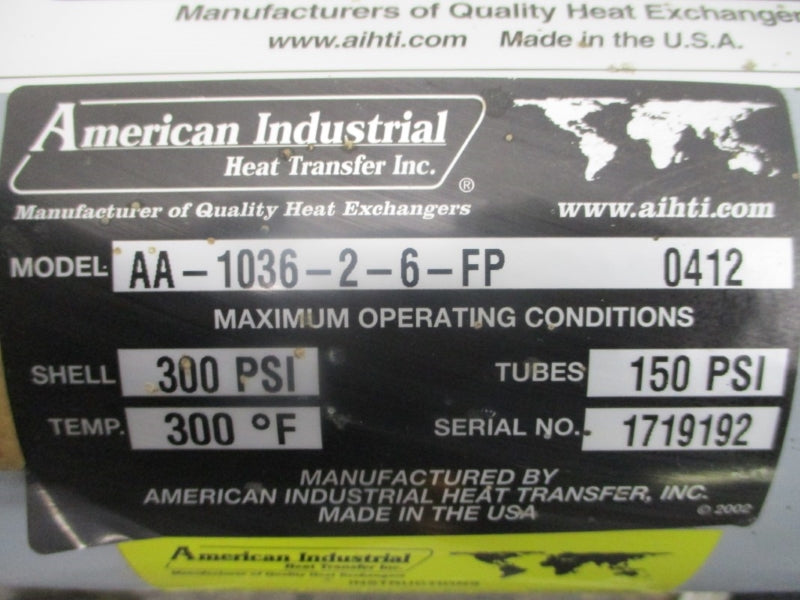 AMERICAN INDUSTRIAL AA-1036-2-6-FP 300PSI 300'F NSNP