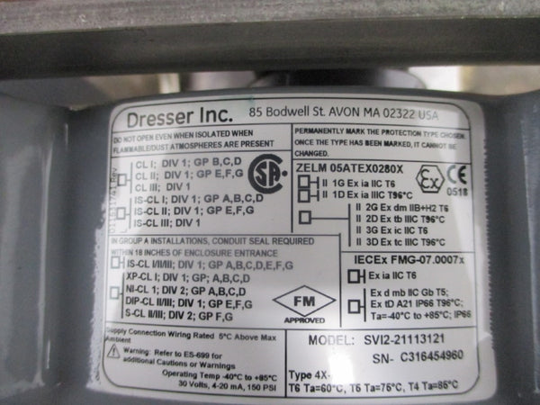 MASONEILAN 35-35212 W/ DRESSER SVI2-21113121 30V 150PSI 125'F NSNP