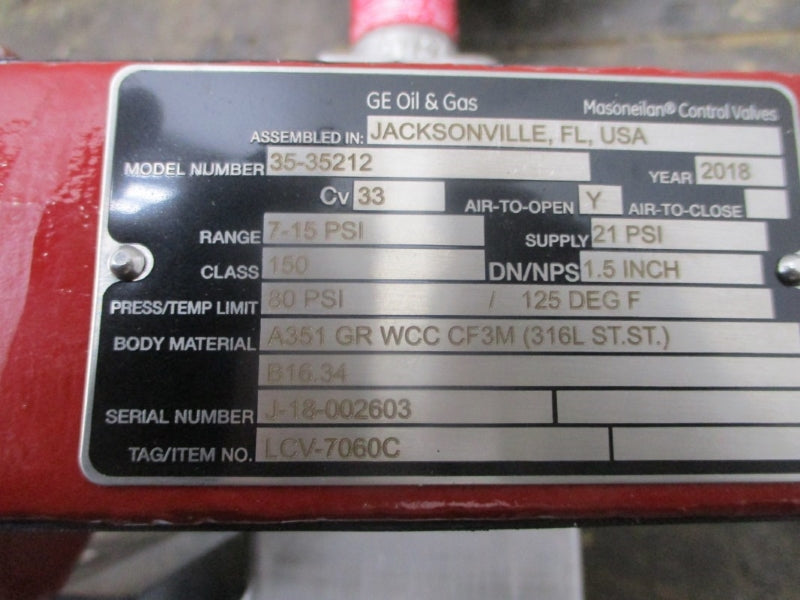 MASONEILAN 35-35212 W/ DRESSER SVI2-21113121 30V 150PSI 125'F NSNP