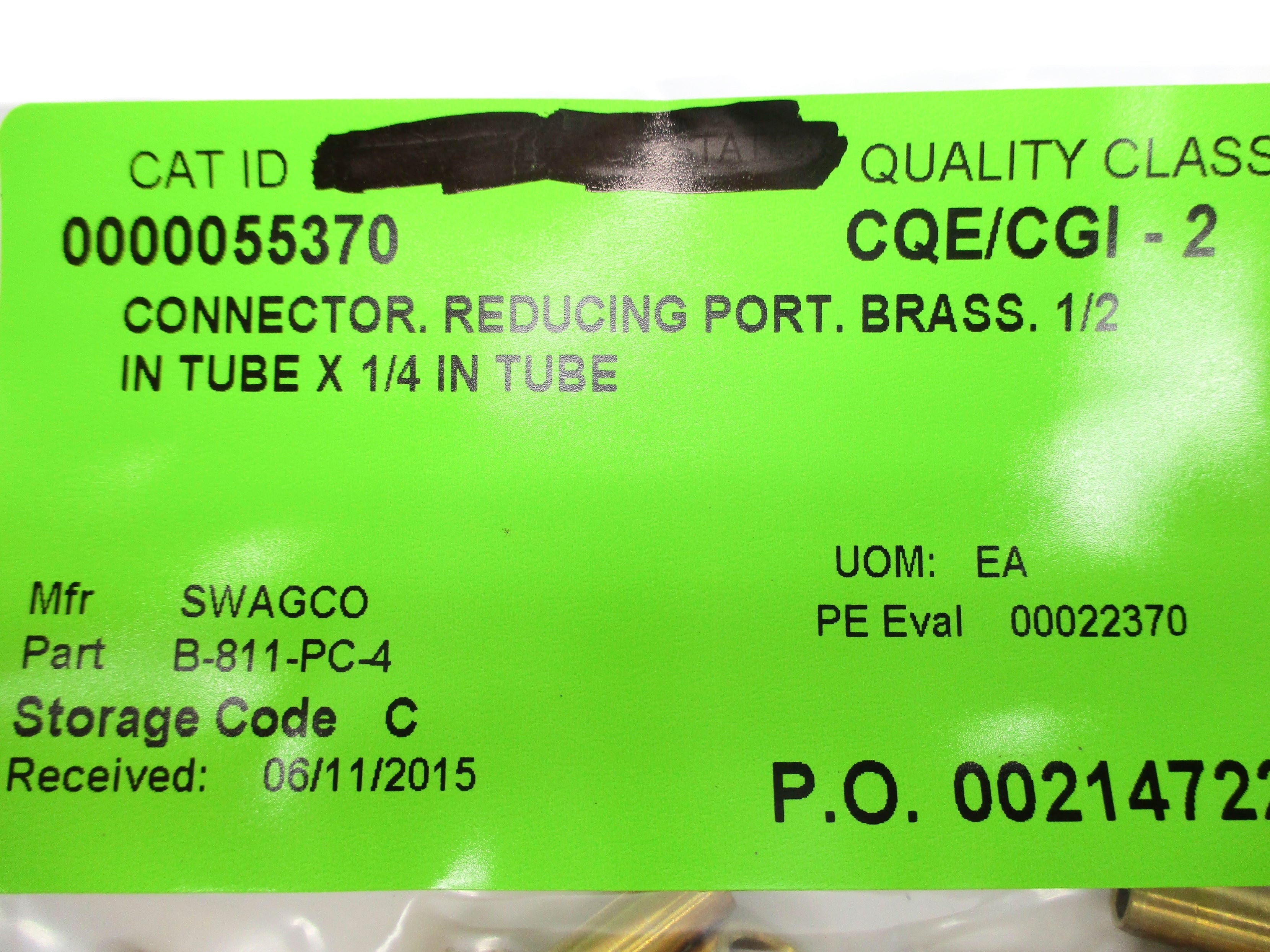 SWAGELOK B-811-PC-4 NSNP