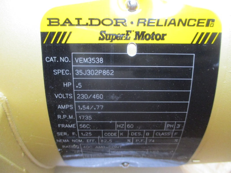 BALDOR RELIANCE VEM3538 230/460V 1.54/.77A NSMP