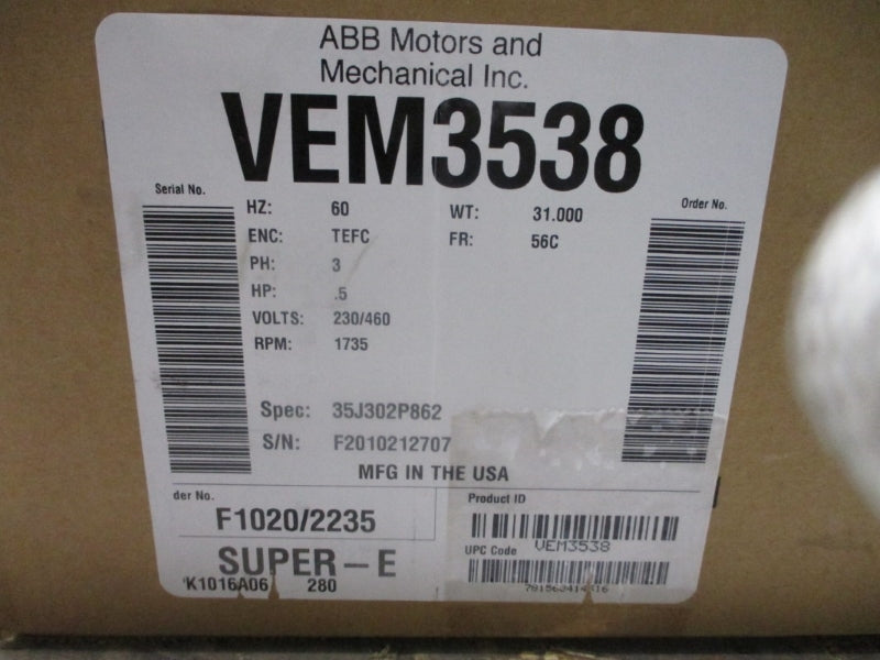 BALDOR RELIANCE VEM3538 230/460V 1.54/.77A NSMP