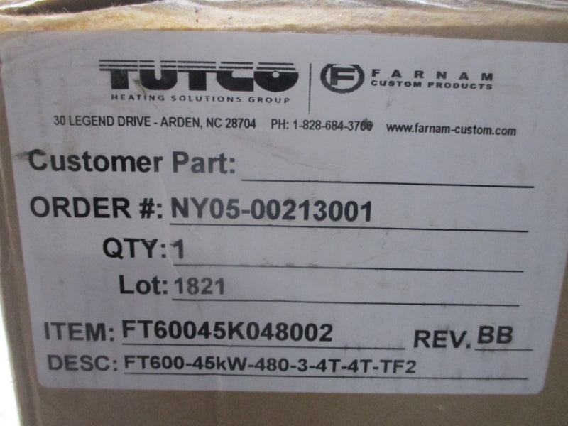 TUTCO FT600-45KW-480-3-4T-4T-TF2 480V NSMP