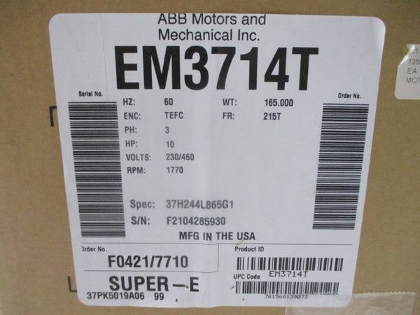 BALDOR RELIANCE EM3714T 230/460V 25/12.5A NSMP