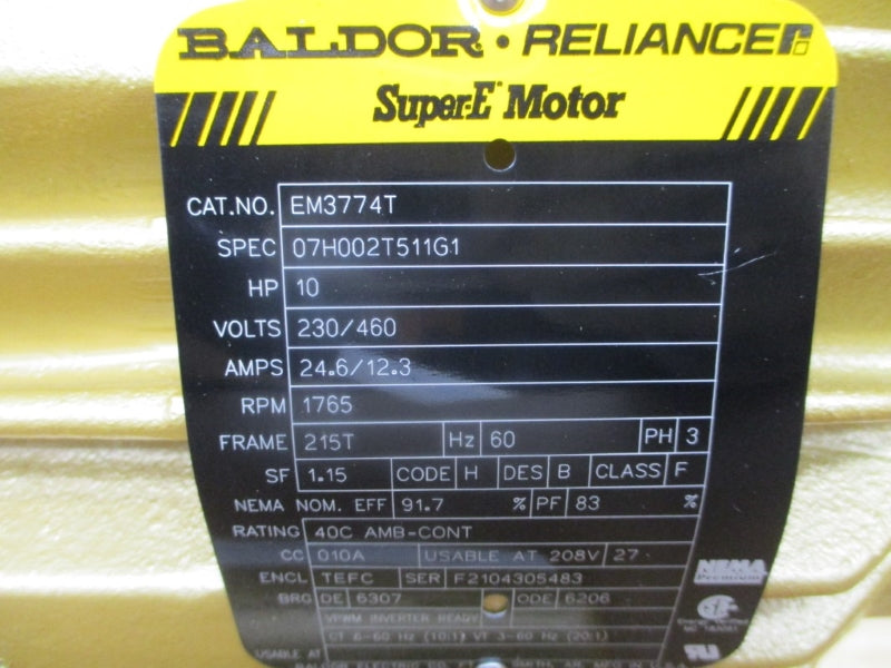 BALDOR RELIANCE EM3774T 230/460V 24.6/12.3A NSMP