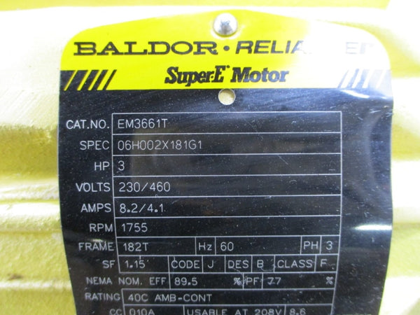 BALDOR RELIANCE EM3661T 230/460V 8.2/4.1A UNMP