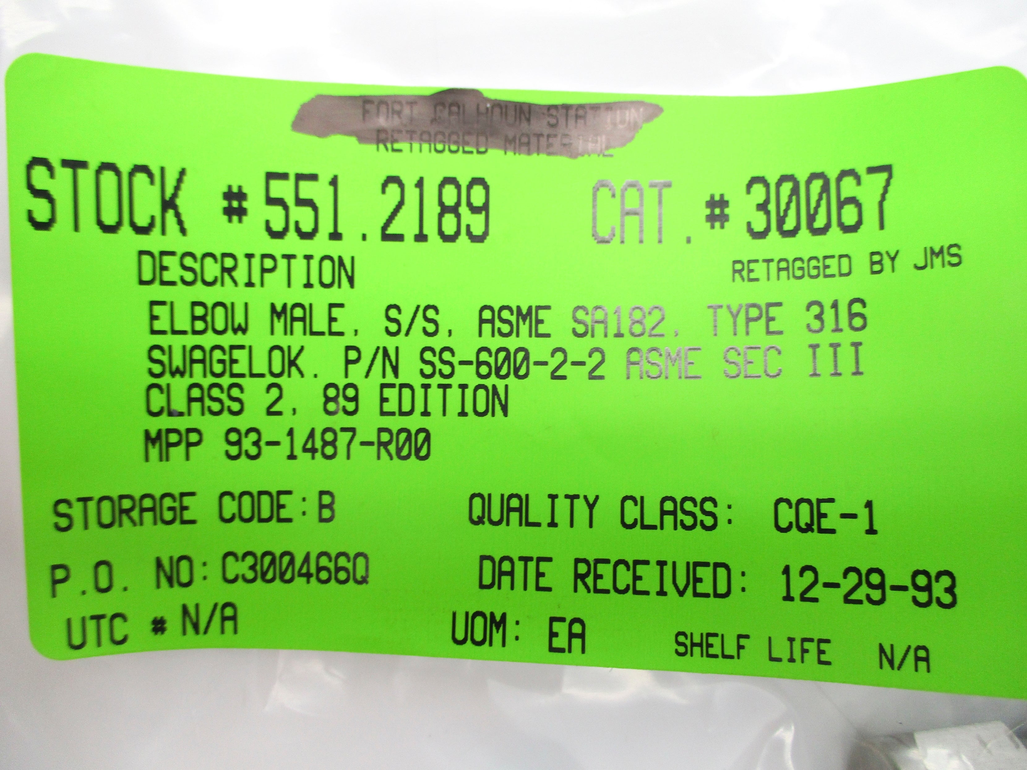 SWAGELOK SS-600-2-2 NSNP