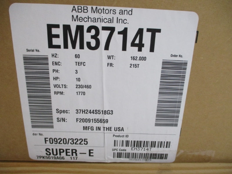 BALDOR RELIANCE EM3714T 230/460V 24/12A NSMP