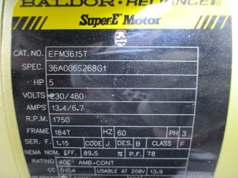 BALDOR RELIANCE EFM3615T 230/460V 13.4/6.7A UNMP