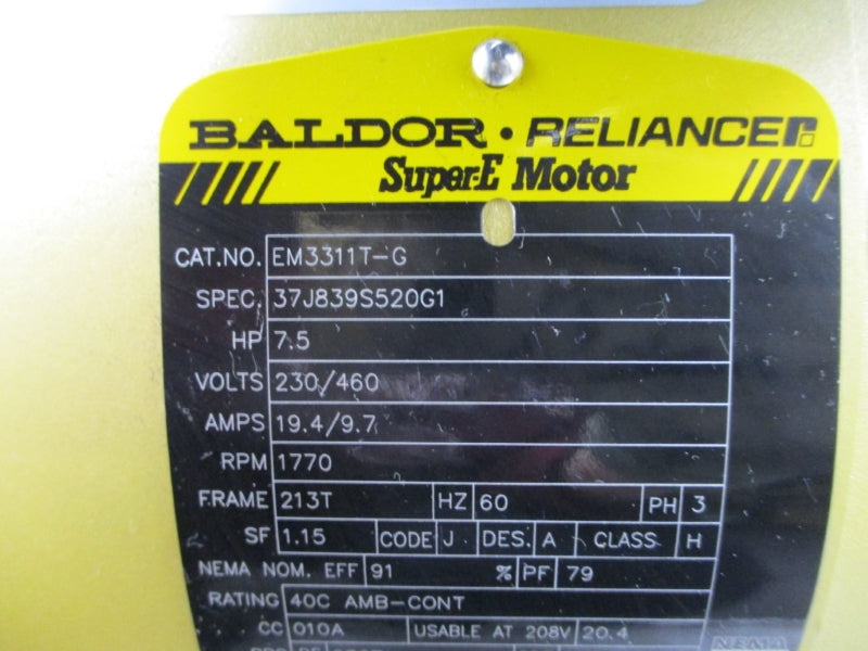 BALDOR RELIANCE EM3311T-G 230/460V 19.4/9.7A NSNP