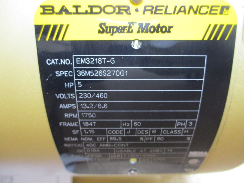 BALDOR RELIANCE EM3218T-G 230/460V 13.2/6.6A NSMP