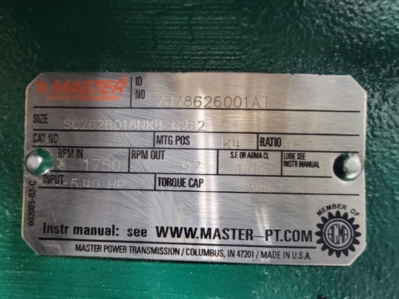 MASTER POWER TRANSMISSION SC262B018NK4 NSNP